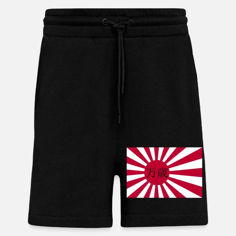 Drapeau japonais de la marine - Short bio décontracté fabriqué en UE - SOLID BLACK