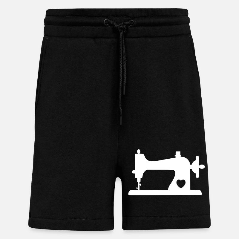 Sewing machine with heart - Shorts - made by SPREAD - SOLID BLACK