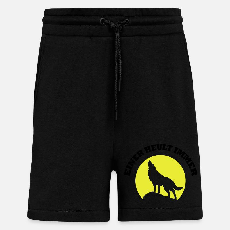 moon wolf_einer_heult_immer - Shorts - made by SPREAD - SOLID BLACK