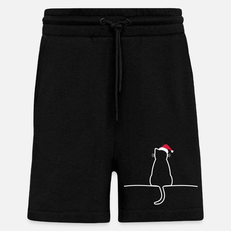 Chat noël cadeau noël chat - Short bio décontracté fabriqué en UE - SOLID BLACK