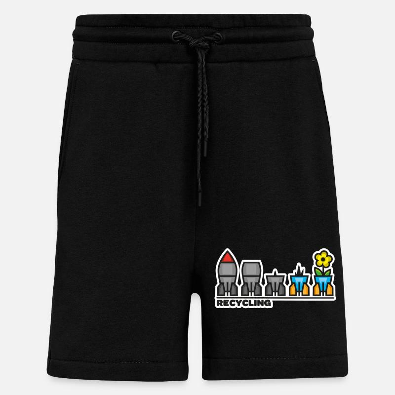guerre, paix, fleur - Short bio décontracté fabriqué en UE - SOLID BLACK