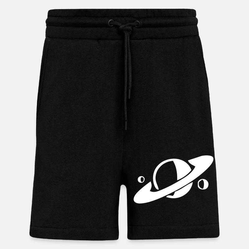 Saturne et ses lunes - Short bio décontracté fabriqué en UE - SOLID BLACK