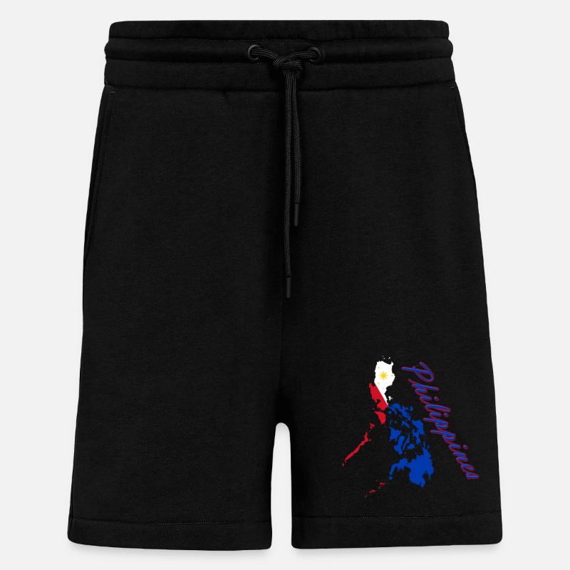 Philippines Flag Map Script - Shorts - made by SPREAD - SOLID BLACK