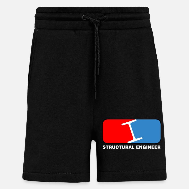 Structural Engineer League White Text - Shorts - made by SPREAD - SOLID BLACK