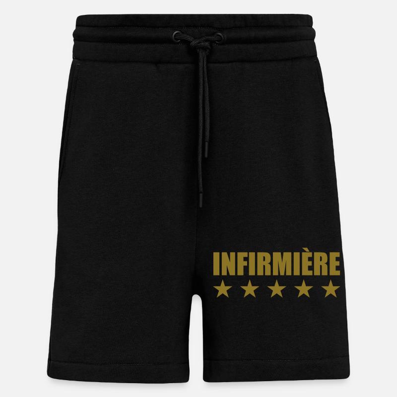 Infirmière - Short bio décontracté fabriqué en UE - SOLID BLACK