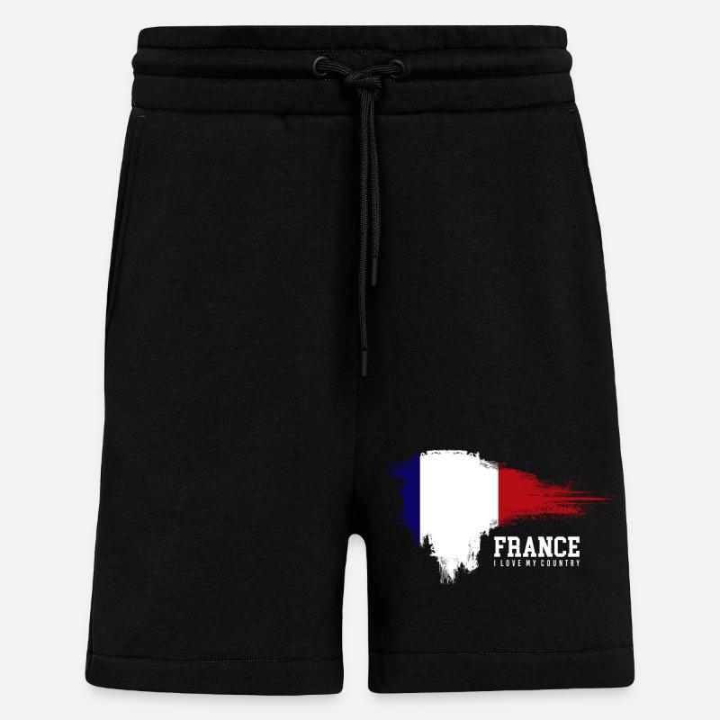 Frankreich Flagge Brush Pride - Shorts - made by SPREAD - SOLID BLACK