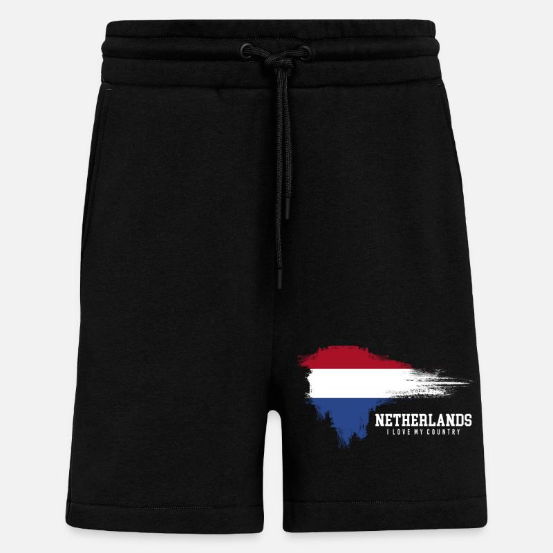 Drapeau de la Pride des Pays-Bas - Short bio décontracté fabriqué en UE - SOLID BLACK