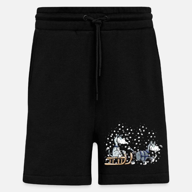 Drôle Huskies - Short bio décontracté fabriqué en UE - SOLID BLACK