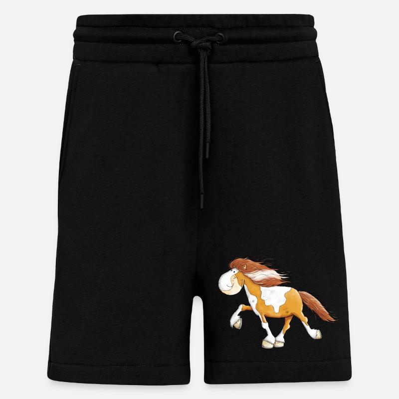 Lustiges Islandpferd Schecke Isländer im Tölt - Shorts - made by SPREAD - SOLID BLACK