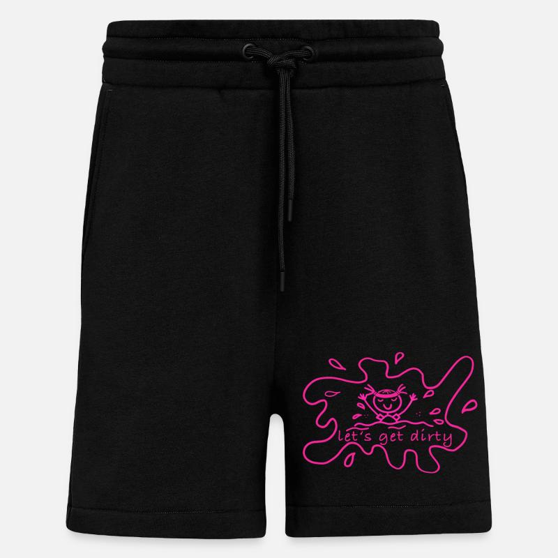 Let's Get Dirty Neon Splash Design - Shorts - made by SPREAD - SOLID BLACK