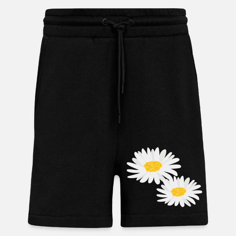 Marguerites de fleurs - Short bio décontracté fabriqué en UE - SOLID BLACK