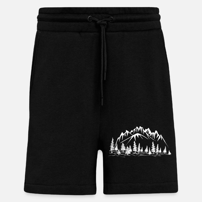 Berglandschaft mit Nadelbäumen - Shorts - made by SPREAD - SOLID BLACK