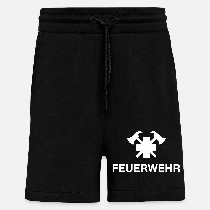 Feuerwehr Emblem mit Äxten - Shorts - made by SPREAD - SOLID BLACK