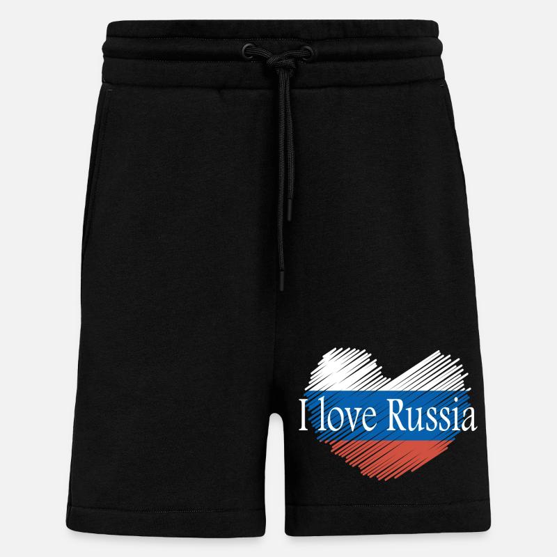J'aime la russie - Short bio décontracté fabriqué en UE - SOLID BLACK