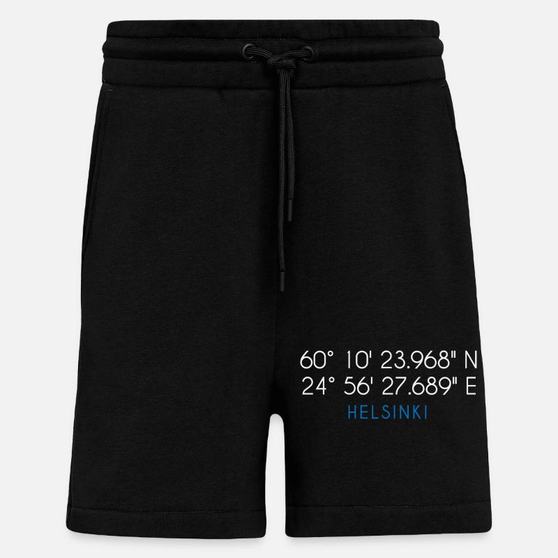 Coordonnées Helsinki Finlande - Short bio décontracté fabriqué en UE - SOLID BLACK