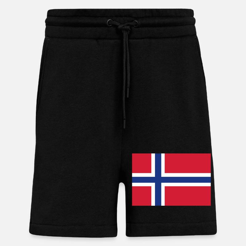 Drapeau de la Norvège - Short bio décontracté fabriqué en UE - SOLID BLACK