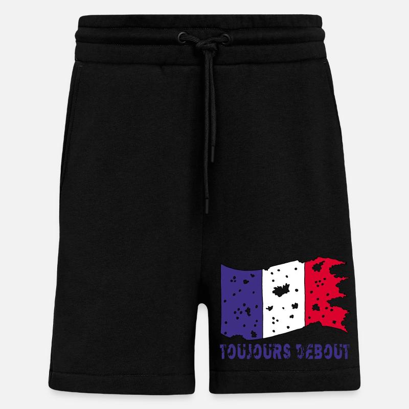 Drapeau français déchiré mais toujours debout ! - Short bio décontracté fabriqué en UE - SOLID BLACK