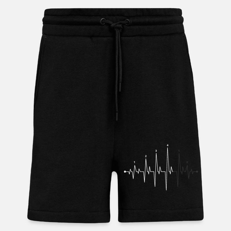 Graphique Pulse Wave Heartbeat - Short bio décontracté fabriqué en UE - SOLID BLACK
