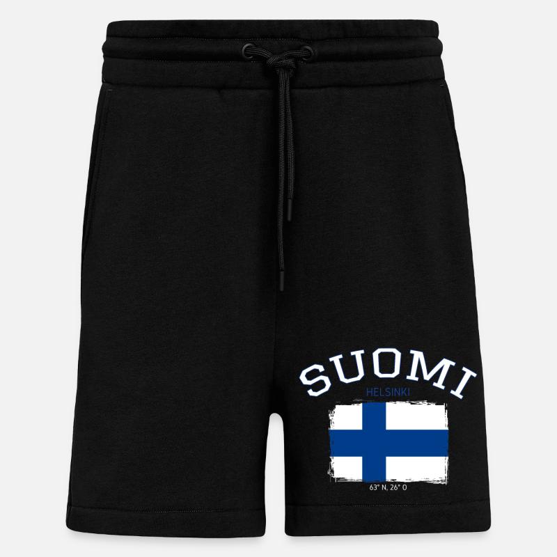 Finnland Flagge mit Helsinki Referenz - Shorts - made by SPREAD - SOLID BLACK