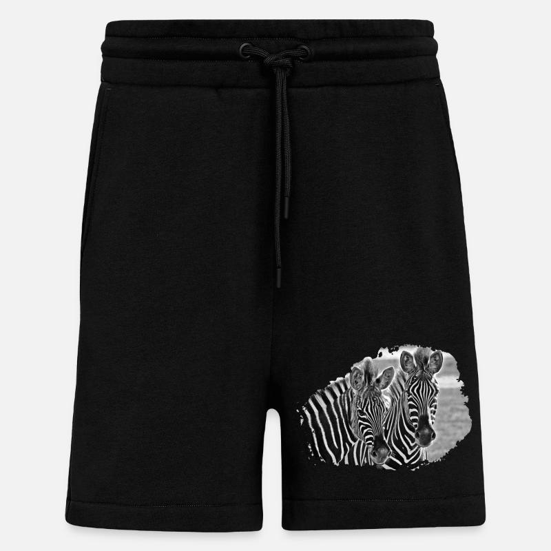 Duo Zèbre Noir et Blanc - Short bio décontracté fabriqué en UE - SOLID BLACK