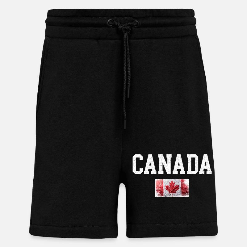 Distressed Canada Maple Flag - Shorts - made by SPREAD - SOLID BLACK