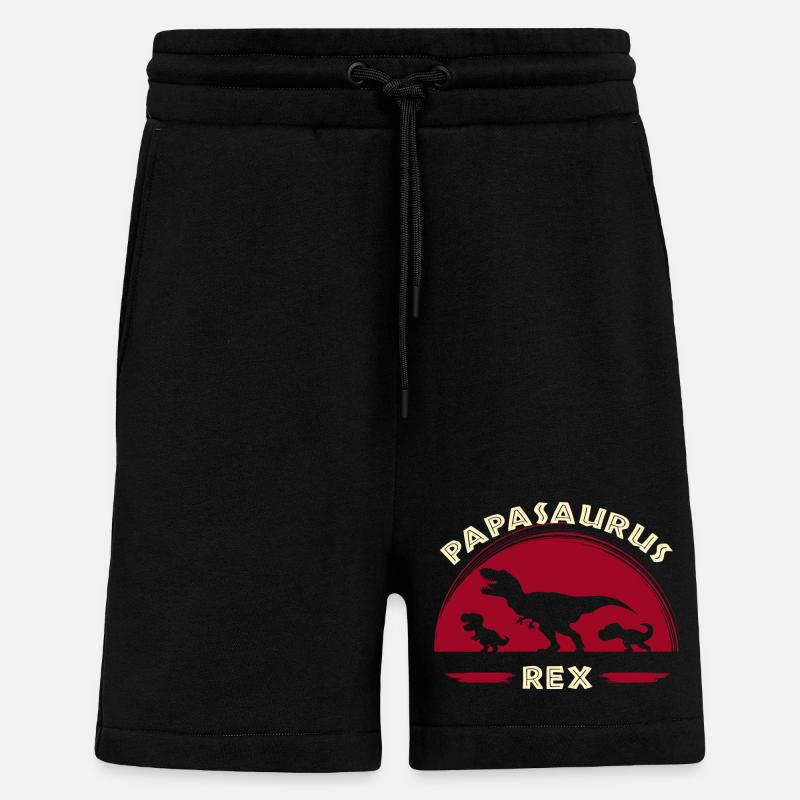 PAPASAURUS papa dinosaur - Shorts - made by SPREAD - SOLID BLACK