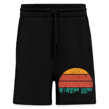 Silhouette d’horizon du coucher de soleil - Short bio décontracté fabriqué en UE - SOLID BLACK - Devant