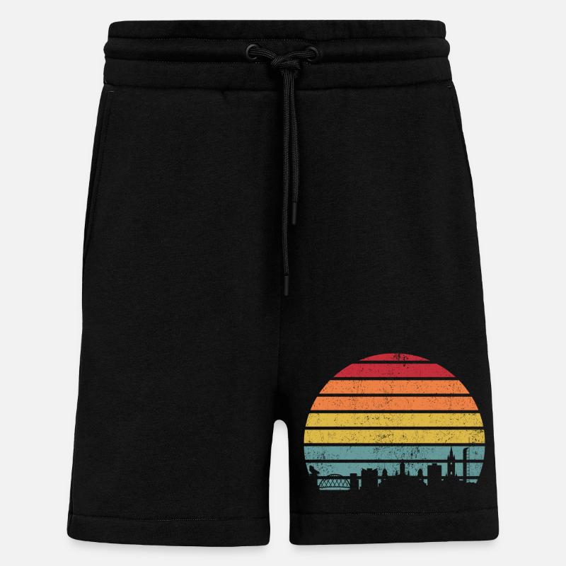 Retro-Sonnenuntergangs-Skyline-Silhouette - Shorts - made by SPREAD - SOLID BLACK