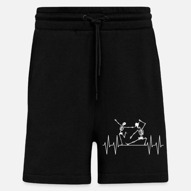Dancing Skeleton Couple Illustration - Shorts - made by SPREAD - SOLID BLACK