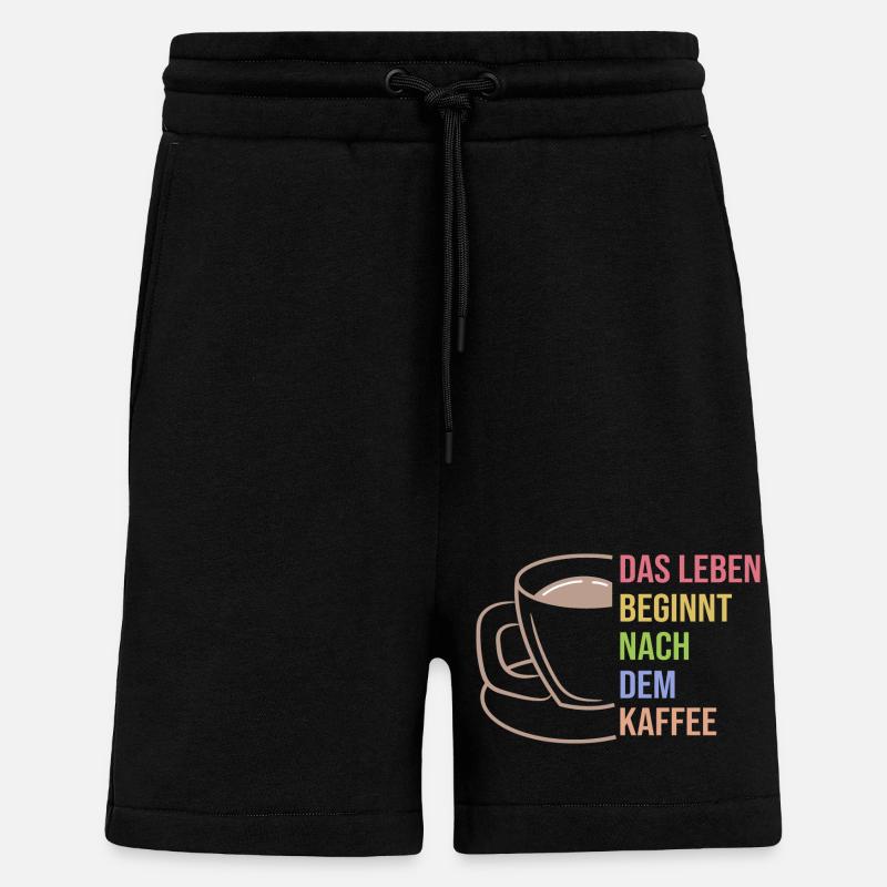 Kaffee Trinken Koffein Kaffeetasse Statement - Shorts - made by SPREAD - SOLID BLACK