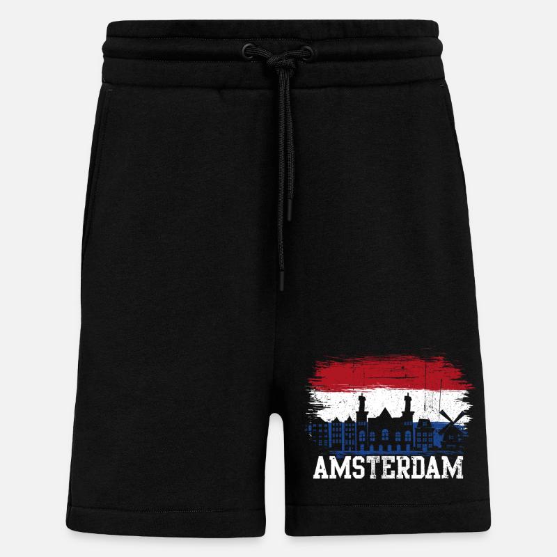Amsterdamer Skyline-Flaggensplash - Shorts - made by SPREAD - SOLID BLACK