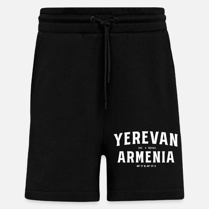Coordonnées d’Arménie d’Erevan - Short bio décontracté fabriqué en UE - SOLID BLACK