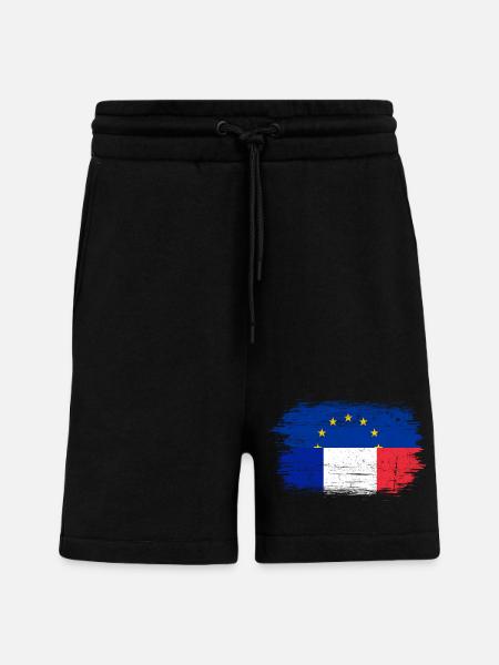 Brushstroke EU France Flag Mashup - Shorts - made by SPREAD - SOLID BLACK