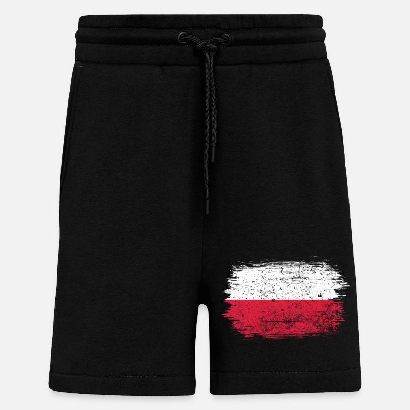 Drapeau polonais Coup de pinceau - Short bio décontracté fabriqué en UE - SOLID BLACK