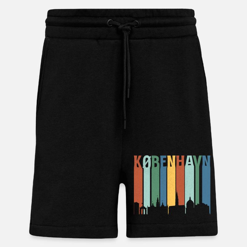 København Neon Skyline Pattern - Short bio décontracté fabriqué en UE - SOLID BLACK
