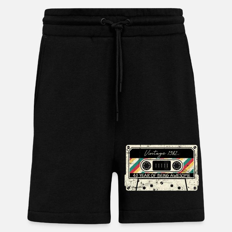 Millésime 1982 Cassette 40ème - Short bio décontracté fabriqué en UE - SOLID BLACK