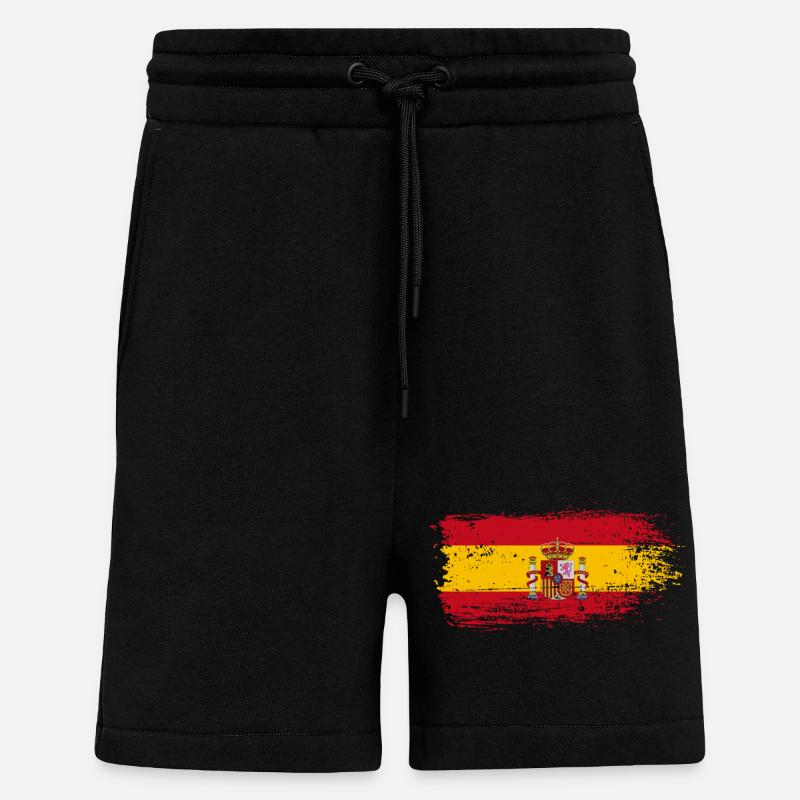 Éclaboussure d’écusson du drapeau espagnol - Short bio décontracté fabriqué en UE - SOLID BLACK