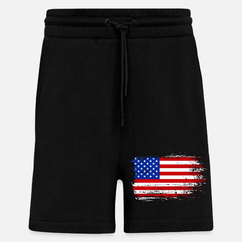 Coup de pinceau Drapeau américain - Short bio décontracté fabriqué en UE - SOLID BLACK