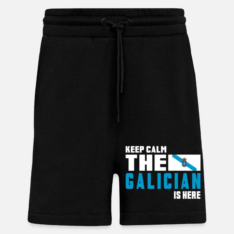 Drapeaux de Galice Keep Calm - Short bio décontracté fabriqué en UE - SOLID BLACK