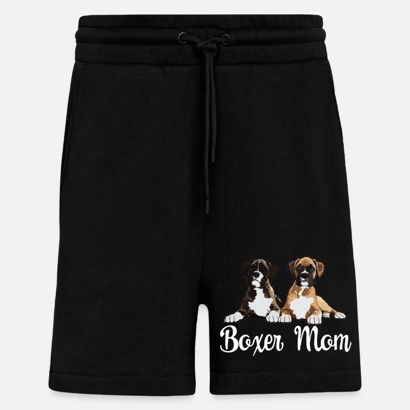 Boxer Chien Boxer Maman - Short bio décontracté fabriqué en UE - SOLID BLACK