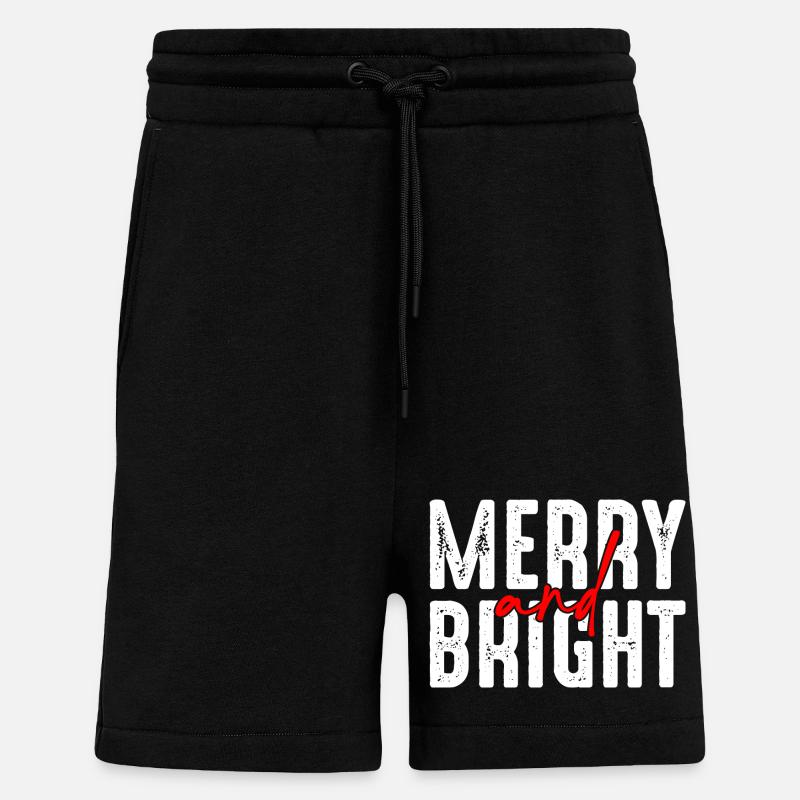 Merry and Bright Christmas Script - Shorts - made by SPREAD - SOLID BLACK
