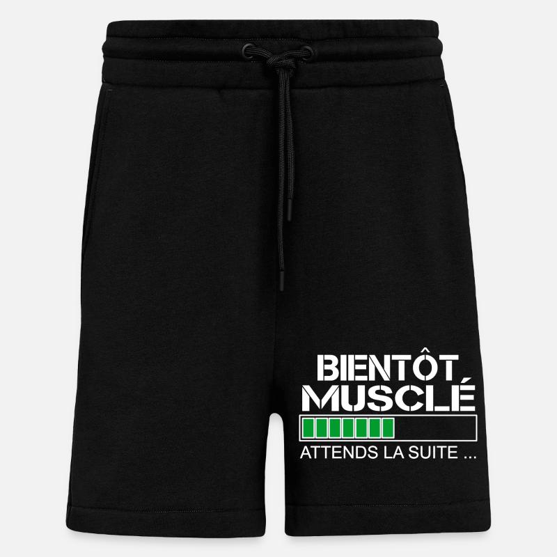 Bientot musclé (blanc et vert) - Short bio décontracté fabriqué en UE - SOLID BLACK