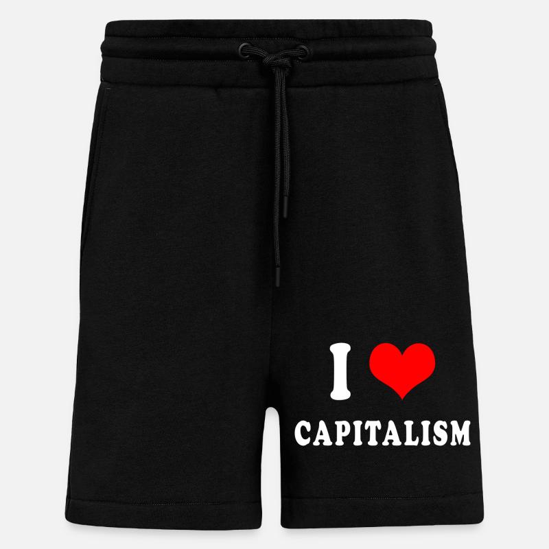 J'adore le capitalisme - Short bio décontracté fabriqué en UE - SOLID BLACK
