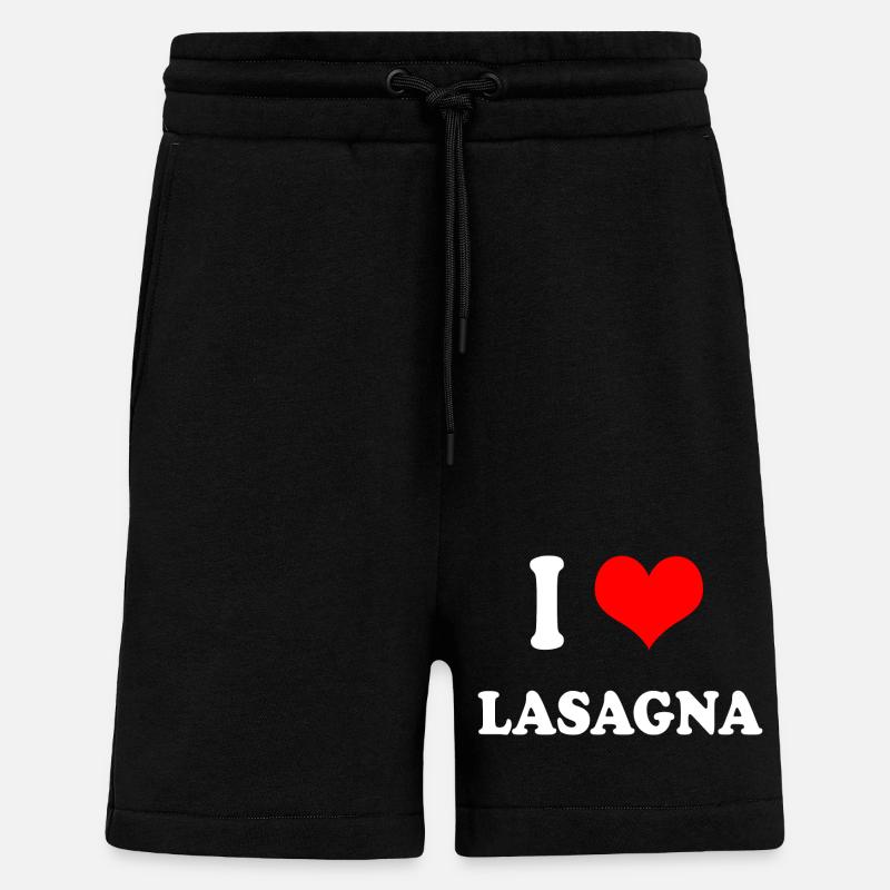 J'adore les lasagnes - Short bio décontracté fabriqué en UE - SOLID BLACK