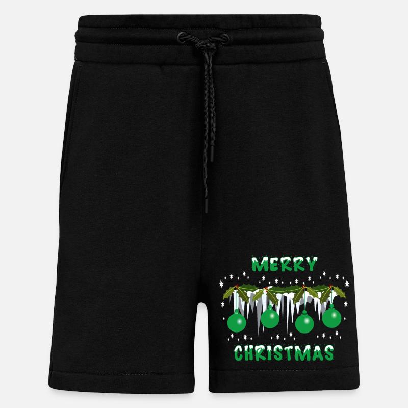 Boules de Noël vertes - Short bio décontracté fabriqué en UE - SOLID BLACK