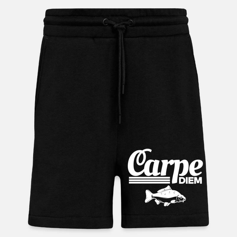 pêche, pêcheur, fan de pêche - Short bio décontracté fabriqué en UE - SOLID BLACK