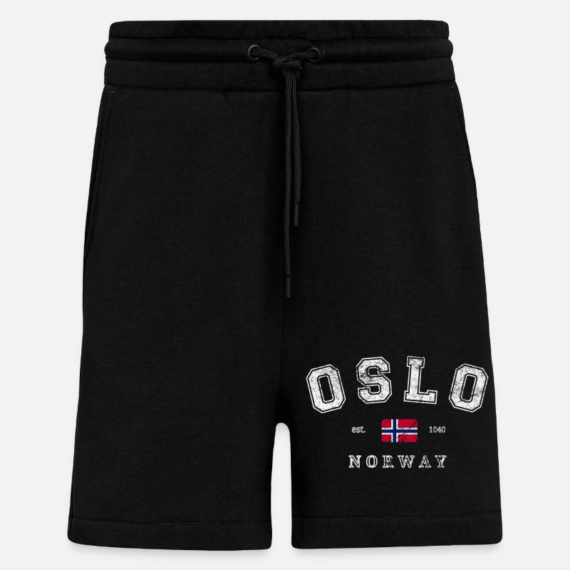 Oslo Norvège - Short bio décontracté fabriqué en UE - SOLID BLACK