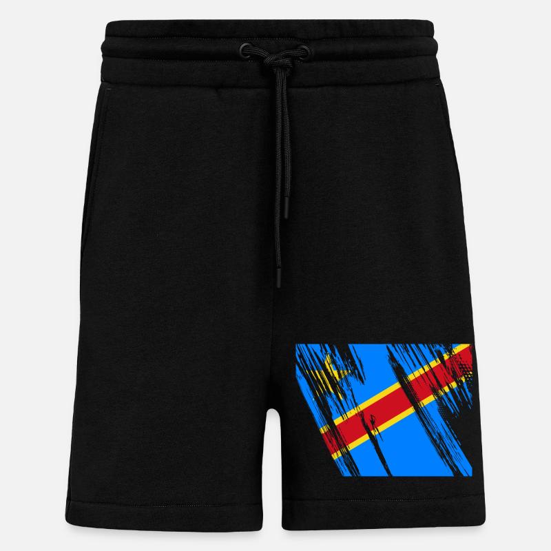 Drapeau du Congo - Short bio décontracté fabriqué en UE - SOLID BLACK