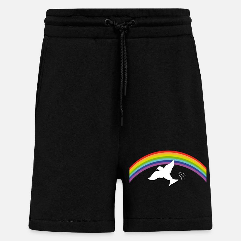 RAINBOW Regenbogen with peace dove - Shorts - made by SPREAD - SOLID BLACK