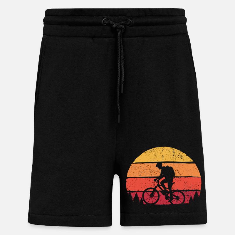 Twin Cyclist Sunset Silhouette - Shorts - made by SPREAD - SOLID BLACK